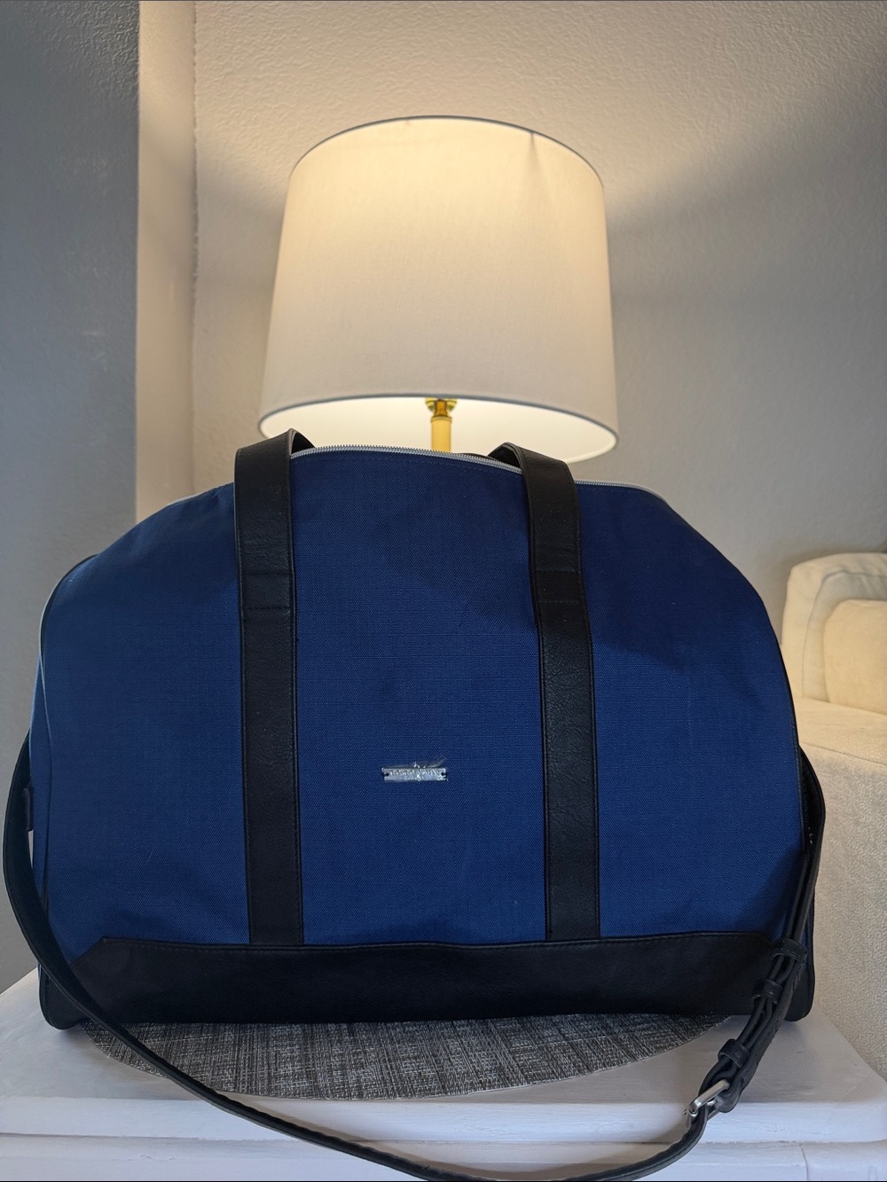 Navy Canvas Duffel Bag with Black Trim